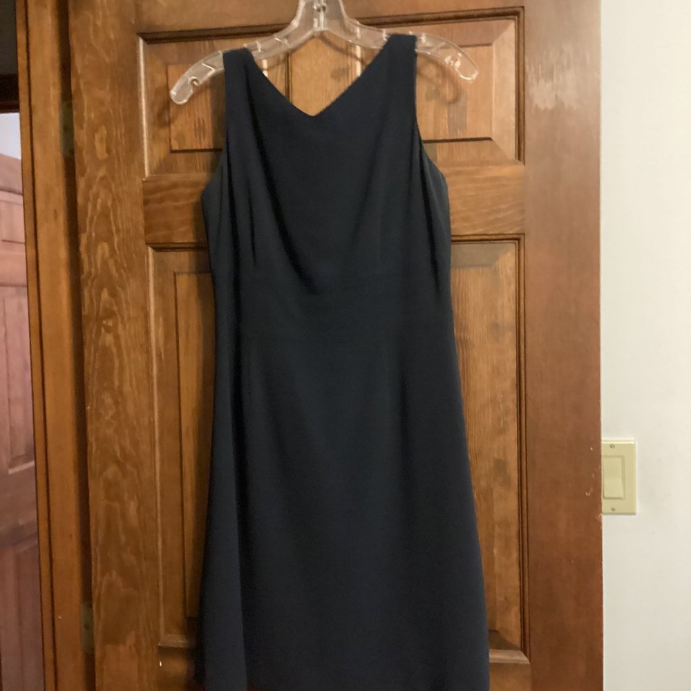 Talbots Size 4 Blue Sheath Dress V Neck Sleeveless Lined Womens